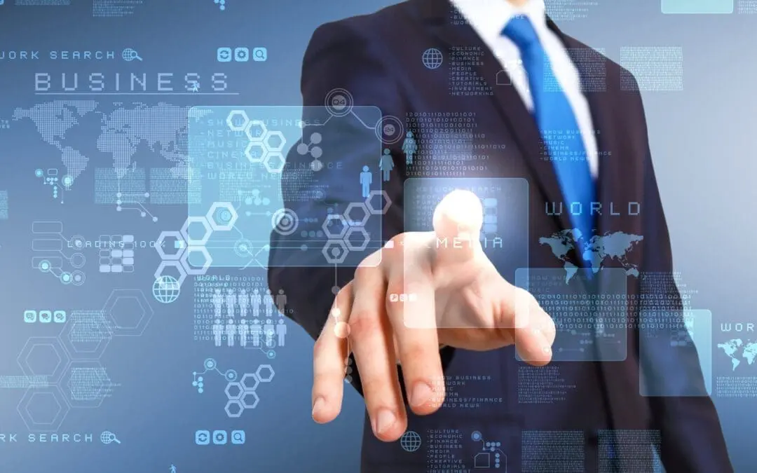 Guy in suit surrounded by molecules