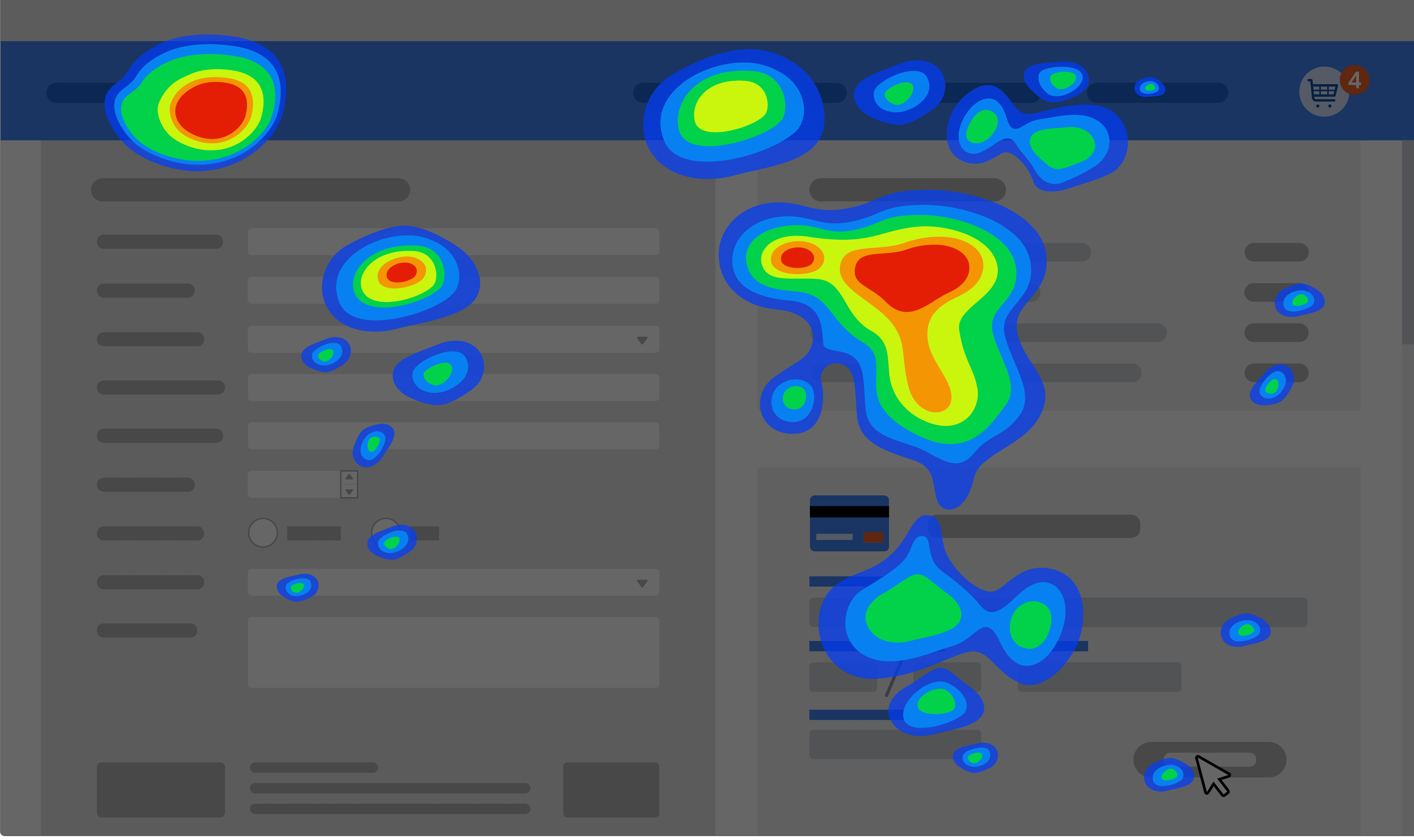 An example of a website's heat map. This was obtained from Google's Coursera course on e-commerce and digital marketing.