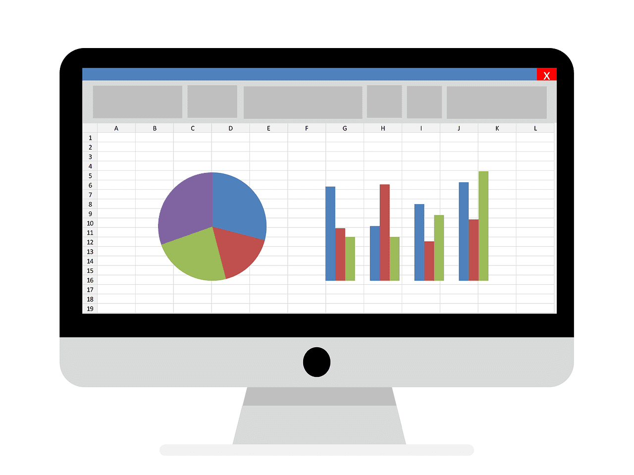 Excel spreadsheet visuals like a pie chart