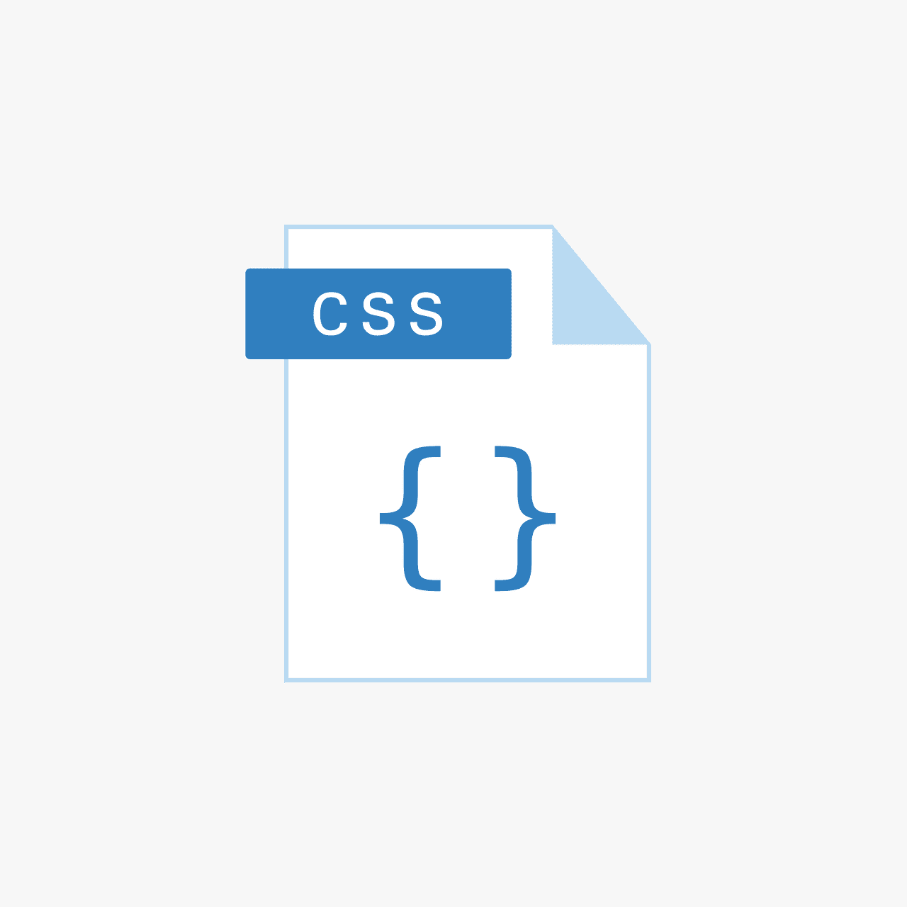 A paper with a bent corner in the right. On the paper is brackets and on top of the paper is the word CSS typed.