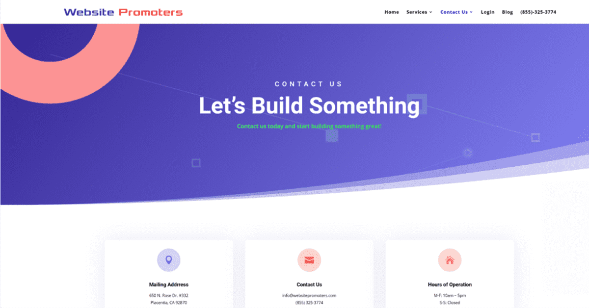 Website Promoters' contact page.