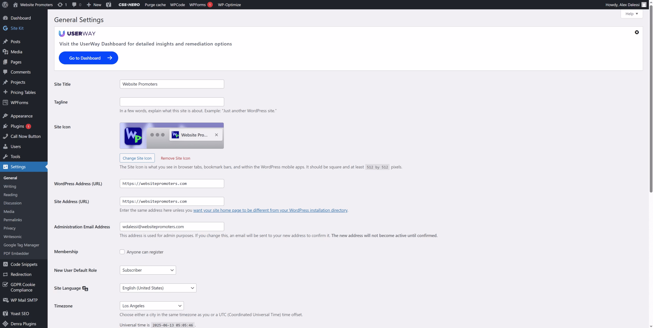 WordPress Website Settings