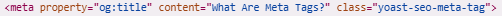 The meta tag for a website's title.